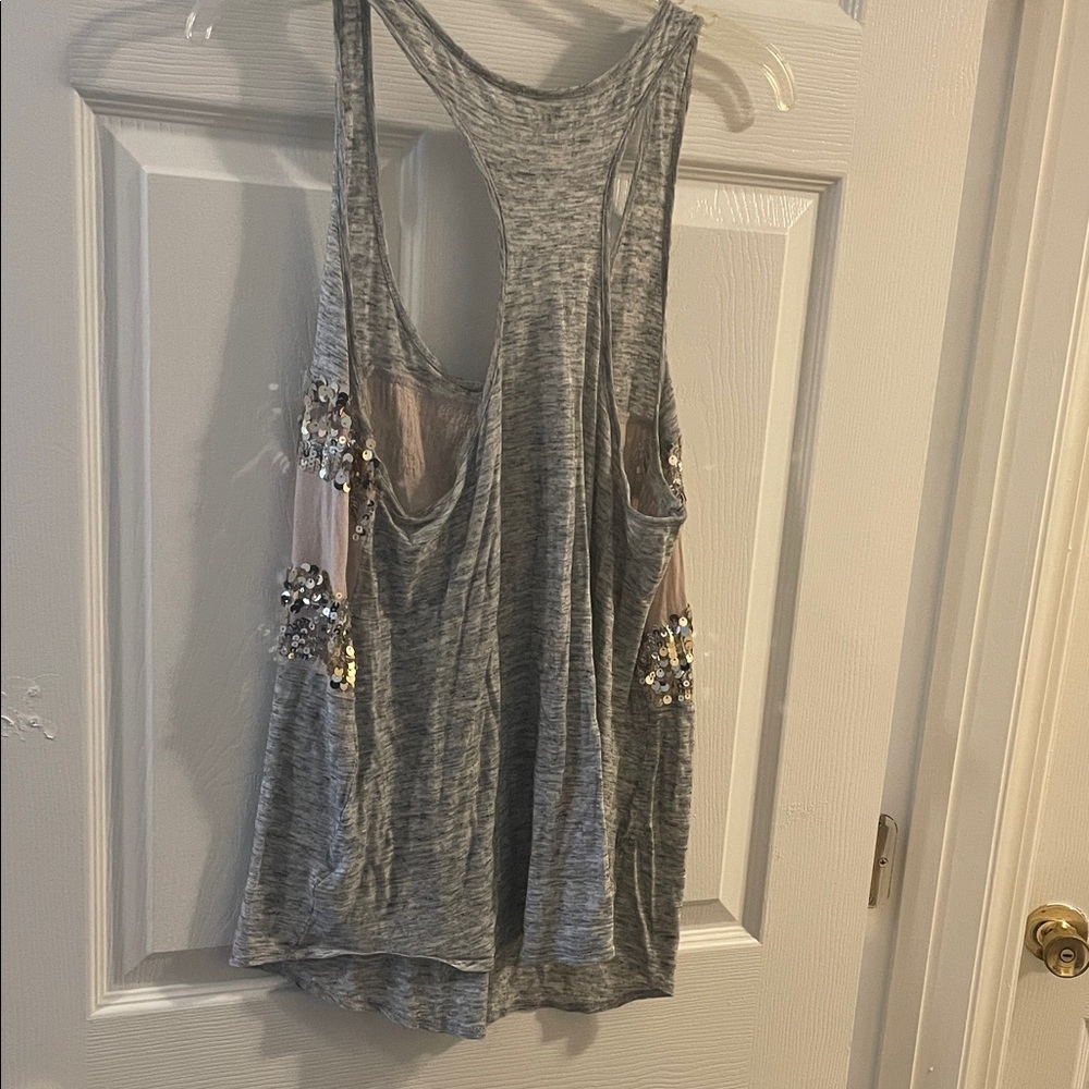 Express Gray and Gold Sequin Tank Top - Picture 3 of 3